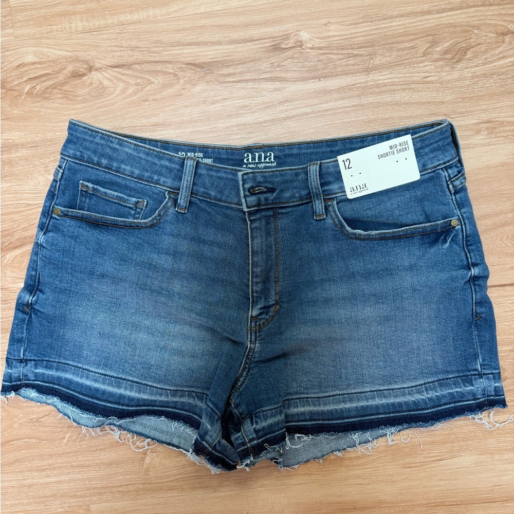 a.n.a Women's Dark Blue Denim Shorts - Size 12